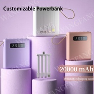 Customized power bank 20000mAh 4 in 1 cable with light