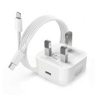 1 Set UK Standard 20W Fast Charger Adapter + 3.3ft USB-C Charging Cable, Compatible With IPhone 14/1