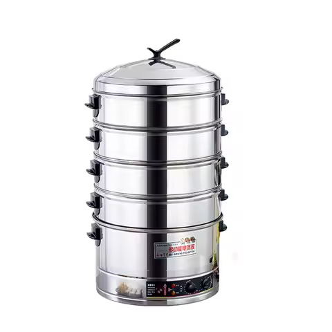 35CM Commercial Four Layers Food Steamer Multi-function Bun Food Steamer Breakfast Electric Steamer 