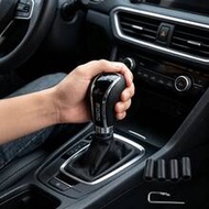 5-Speed Car Universal Gear Shift Knob, PU Leather 5-Gear Shift Knob Handle, Manual Black/Silver Univ