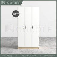 Wooddle Wardrobe 3 Door Wardrobe / White Wardrobe / Almari baju 3 pintu / Almari Baju Kayu / Almari 