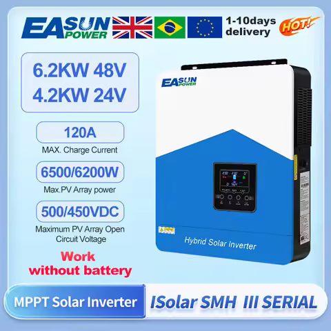 EASUN POWER Hybrid Solar Inverter Pure Sine Wave MPPT 6.2KW 4.2KW 3.2KW 2.2KW 12V 24V 48V 220v Solar