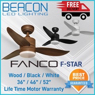 Beacon LED (BEST SELLER) Fanco F Star / B Star DC Ceiling Fan with Light 3 Blades 36 / 46 / 52 Inch