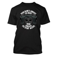 Men's cotton T-shirt Big and Tall Tee 2nd Amendment You Shoot to Stay Alive Tee Shirt Graphic T Shir