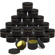 Tin Kaleng Lilin Kosong Tin Aluminium Hitam Kosong Bekas DIY Kaleng Lilin Pemegang Lilin Tin Kaleng