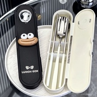 Funny Stainless Steel Cultery Set Boxed Cultery Portable Spoon Fork Chopsticks Set for School Office