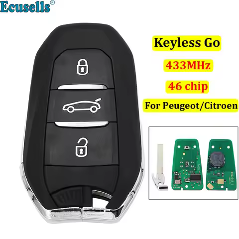 DS Smart Keyless Go Remote Key 3 Buttons 433MHz PCF7945 46 Chip for Peugeot 308 508 for Citroen C4 D