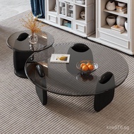 Round Tea Table Small Household Tea Table Living Room Glass Coffee Balcony Combination Side Table So