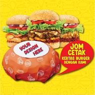 CETAK LOGO SENDIRI KERTAS PEMBALUT BURGER / PRINT CUSTOM LOGO ON BURGER WRAPPING