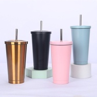 tumbler tumbler tahan sejuk botol air tahan sejuk Cross-Border 304 Stainless Steel Vacuum Straw Cup 