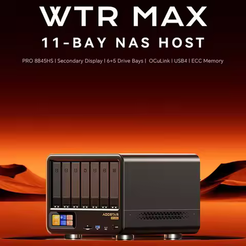 AOOSTAR WTR MAX NAS AMD Ryzen 7 PRO 8845HS 6×3.5" HDD+5×M.2 SSD DDR5 Mini PC ECC 2x2.5G 2xSFP LAN US