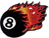 TH Flaming Eight 8 Ball Billiards Pool Black Emblem Badge Patch Biker Motorcycle Embroidered Appliqu