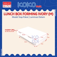 (50 pcs) Lunch Box Paper Forming Ivory uk. M Laminated Inside Ready-to-Use Rice Box Medium Size Whit