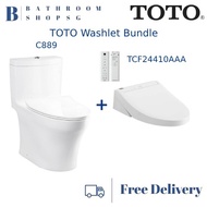 TOTO C889 One Piece Rimless Toilet Bowl Bundle with Washlet TCF24410AAA Electric Bidet Seat