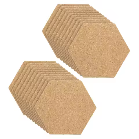 20Pcs 4x3" 1/8" Thick Cork Board Tiles Self Adhesive Hexagon Bulletin Board Display Corkboard for Wa