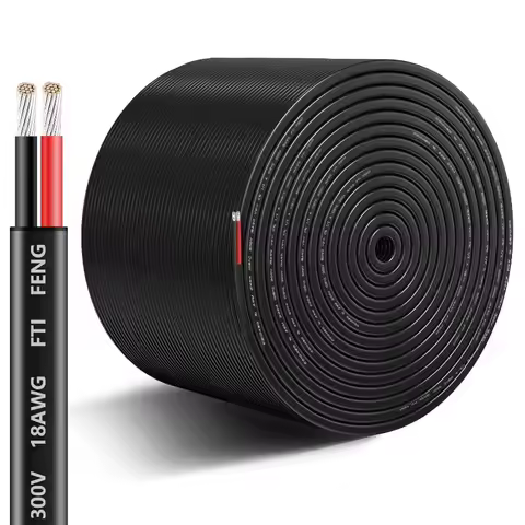 18 Gauge Wire 2 Conductor Electrical Wire, 18 AWG Wire Stranded PVC Cord, 12V Low Voltage/Oxygen-Fre