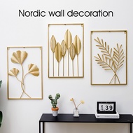 Gold Frame Wall Art Nordic Wall decoration aesthetic hanging Metal art Frame decor Golden leaves Hia