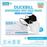 Med+ Masker Duckbill 4Ply Hitam Pastel 1 Box 50 Pcs Masker Duckbill