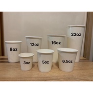 ▨✥┇100pcs/pack Plain White Paper Cup 3oz / 5oz / 6.5oz / 8oz / 12oz / 16oz / 22oz