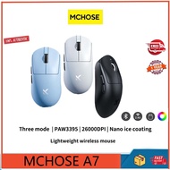 MCHOSE A7 high-order lightweight three mode wireless game mouse, dual 8K, PAW3395, ergonomic keyless