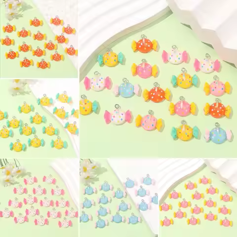 2/6/12pcs Mixed Candy Shaped Pendant,DIY Necklace Earrings,Valentine's Day Christmas Thanksgiving Mo