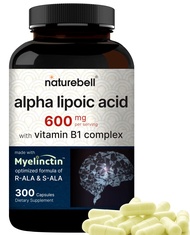 Alpha Lipoic Acid 600mg w/ B1 Complex | 300* Capsules, 4 in 1 Myelinctin Formula, R-ALA | S-ALA | Th