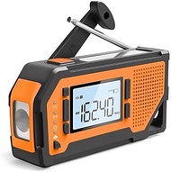GeRRiT Emergency Weather Radio,Portable Solar Hand Crank AM/FM/NOAA Radio with LCD Screen SOS Alarm Corkscrew, for Outdoor Emergency