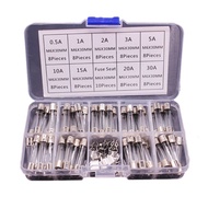 PCF* 9 Values 72pcs 250V 6x30mm Slow Blow Fuses Fine Fuses Quick Glass Fuses Kits