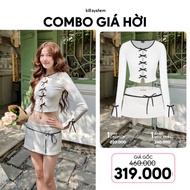[COMBO ĐEN NƠ XINH] Set 2 món 1 Áo tay dài Croptop Sam và 1 Chân váy cạp thấp Amee Taiduc Store