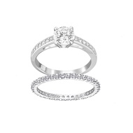 Swarovski Two-in-One Couple Rings Crystal Couple Creative Personality Diamond Stud Stacked Ring Wome