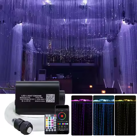 16W RGBW Fiber Optic Light Sparkle Flash Point Fibers Cable 300pcs*3M APP Music Control waterfall se