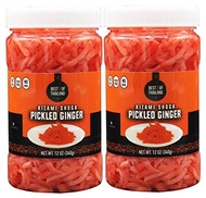 Red Pickled Beni Shoga Ginger Spears, Japanese Tsukemono, Kosher Asian Condiment Imported for Japanese cooking and snacking,