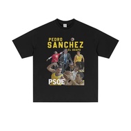 KEMEJA Pedro Sanchez Spain PSOE Meme Cute Men's T-shirt Vintage CasualWanita Kapas T shirt Men's Fas