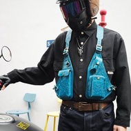 真皮工裝馬甲包男士頭層牛皮復古背帶腋下挎包潮牌機能胸包女