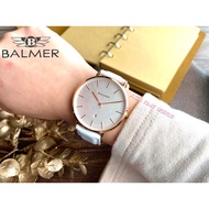 宾马 Balmer 6004M RG-1 Classic Sapphire Men Watch White Genuine Leather | Official Warranty