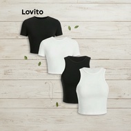 Lovito Women's Basic Plain Cropped Tank Top L80ED368