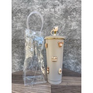 750ml plain thermos cup comes with 1 cleaning brush + 1 straw + stiker + 1 inner bag to hold the cup