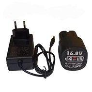 MESIN CORDLESS DRILL MACHINE BATTERY 16.8VOLT LI-ION+CHARGER BATTERY 16.8V LI-ION AST MUKETE JLD HIL