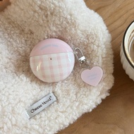 Korean Style Pink Plaid Suitable for Huawei freebuds5i/6i/7i Bluetooth Headset Case Samsung buds3fe/