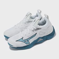 Mizuno 排球鞋 Wave Momentum 3 男鞋 女鞋 白 藍 襪套式 抓地 緩衝 室內運動 美津濃 V1GA2312-21