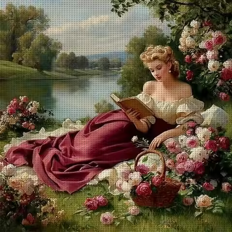 Reading Girl Cross Stitch Kit DIY 11Ct/14Ct Embroidery DIY Cross Stitch Kit Handmade Materials Frame