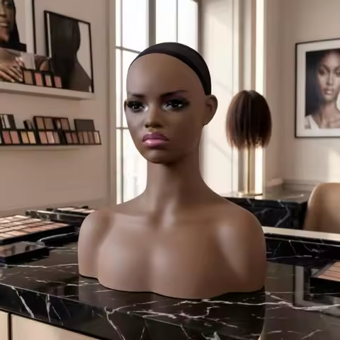 Mannequin Head with Hair Makeup Mannequin Head with Shoulders Realistic Cosplay for Cosplayers, Reta