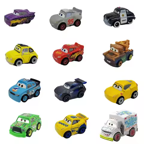 Mini Disney Pixar Cars Lightning McQueen Sheriff Cruz Ramirez Mater black storm Jackson Alloy Metal 