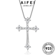 AIFEI JEWELRY Cross Korean Pendant Chain Rantai 925 For Perak Sterling Perempuan Original Moissanite Women Accessories Silver Leher Necklace 純銀項鏈 Diamond N930