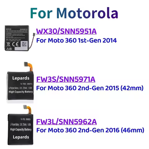 NEW Original Battery WX30 SNN5951A For Motorola moto 360 1st-Gen 2nd 46mm FW3L SNN5962A 42mm FW3S SN