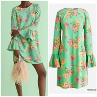 J.Crew Satin Green Floral Dress