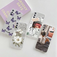 Vivo Y12A Case 2021 Fashion Label Flower Pattern Clear Soft TPU Cover Casing Vivo Y12A Y 12A VivoY12