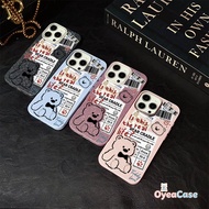 Cute Line Newspaper Bear Glitter Jelly IMD Case For Samsung Galaxy S25 S24 S23 S22 S21 Plus Ultra FE