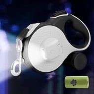 Dog Lead 8 m - Dog Lead with LED Light and Poop Pocket Holder, Tangle-Free Lead, Quick Brake Button 