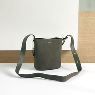 COACH 麂皮絨綠 Bleecker21號小號水桶包 子母包斜跨包